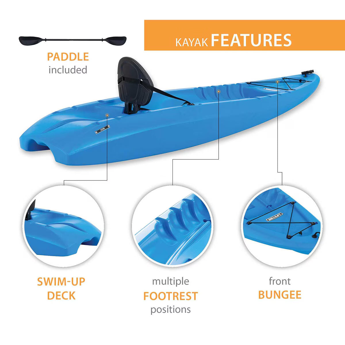Hydros 8Ft 5" (256 Cm) 1 Person Sit on Kayak with Paddle