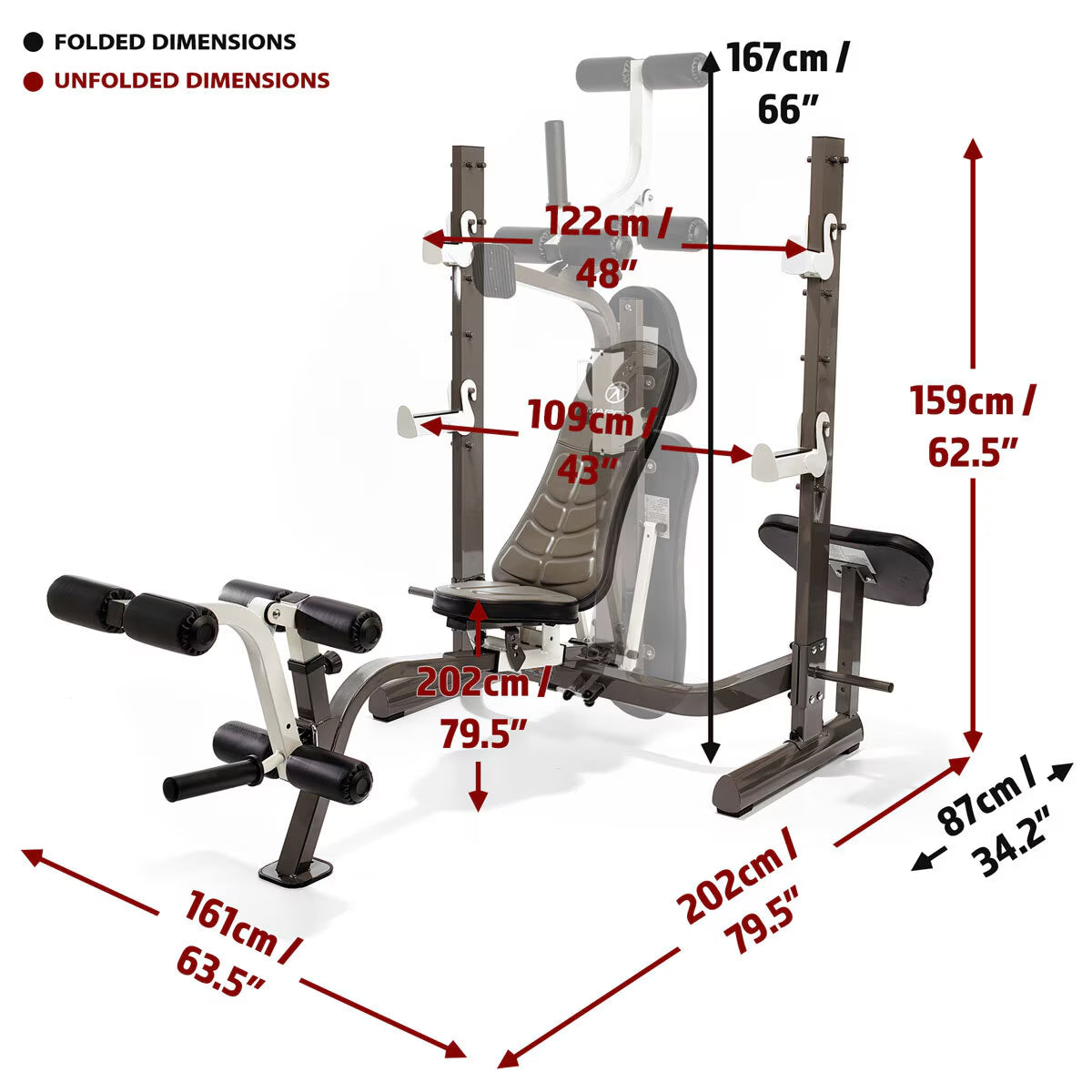 MWB-70205 Folding Olympic Barbell Bench with Rear Squat Rack