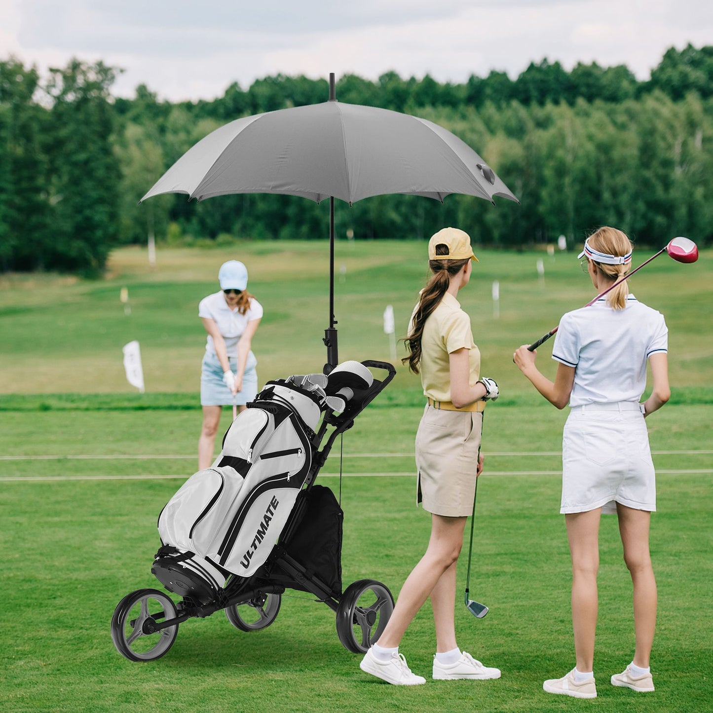 3 Wheel Golf Push Pull Cart with Adjustable Height Handle