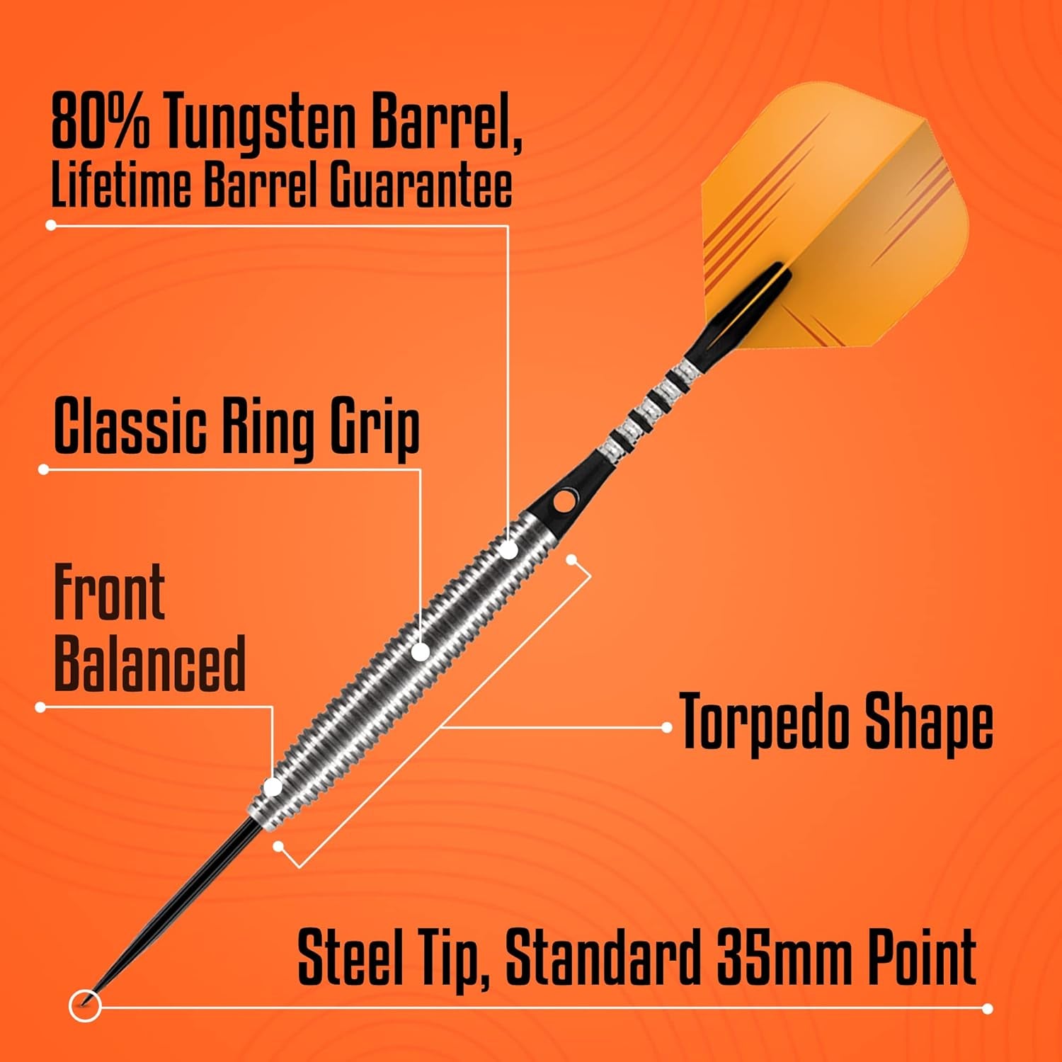 Darts Zen Dojo-Steel Tip Dart Set-Front Weighted-80% Tungsten Barrels