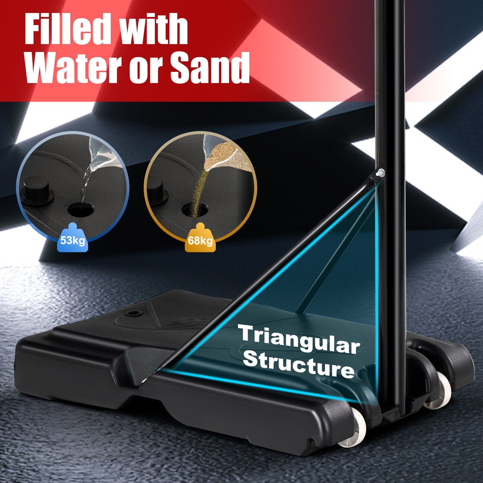 Portable Basketball Hoop with 1.35-3.05M Adjustable Height