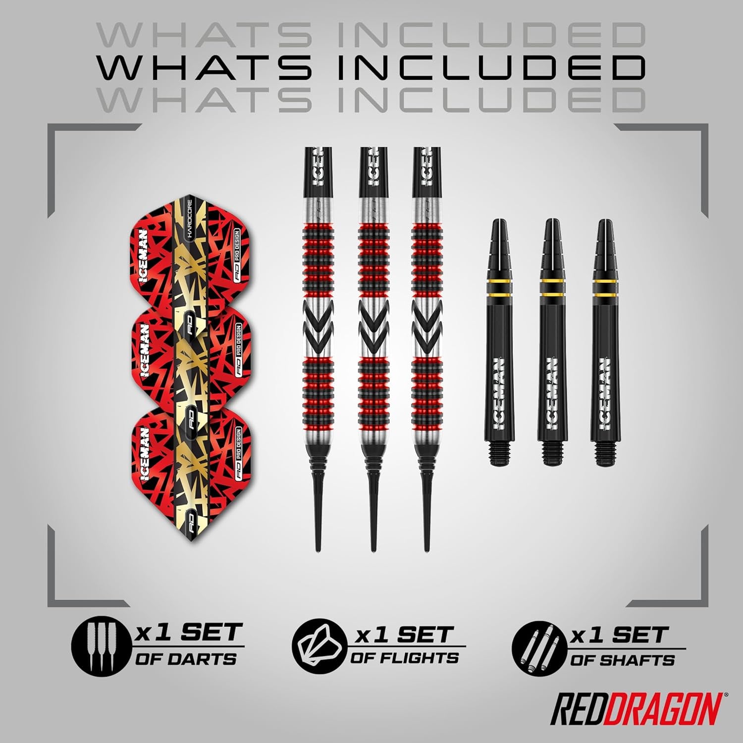 Gerwyn Price Iceman Firebird Premium Tungsten Darts Set with Flights and Stems