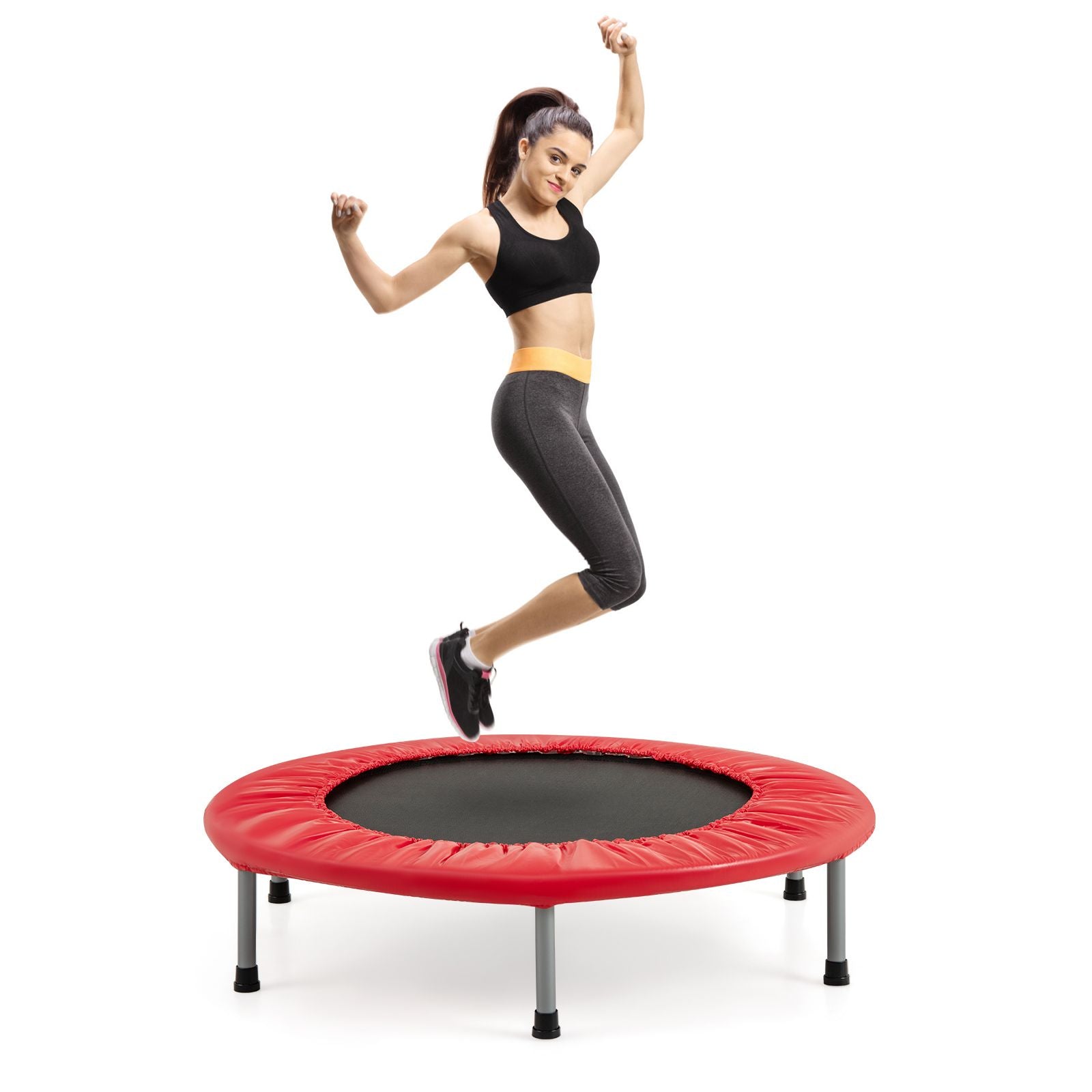 Foldable Mini Trampoline with Springs and Padded Cover