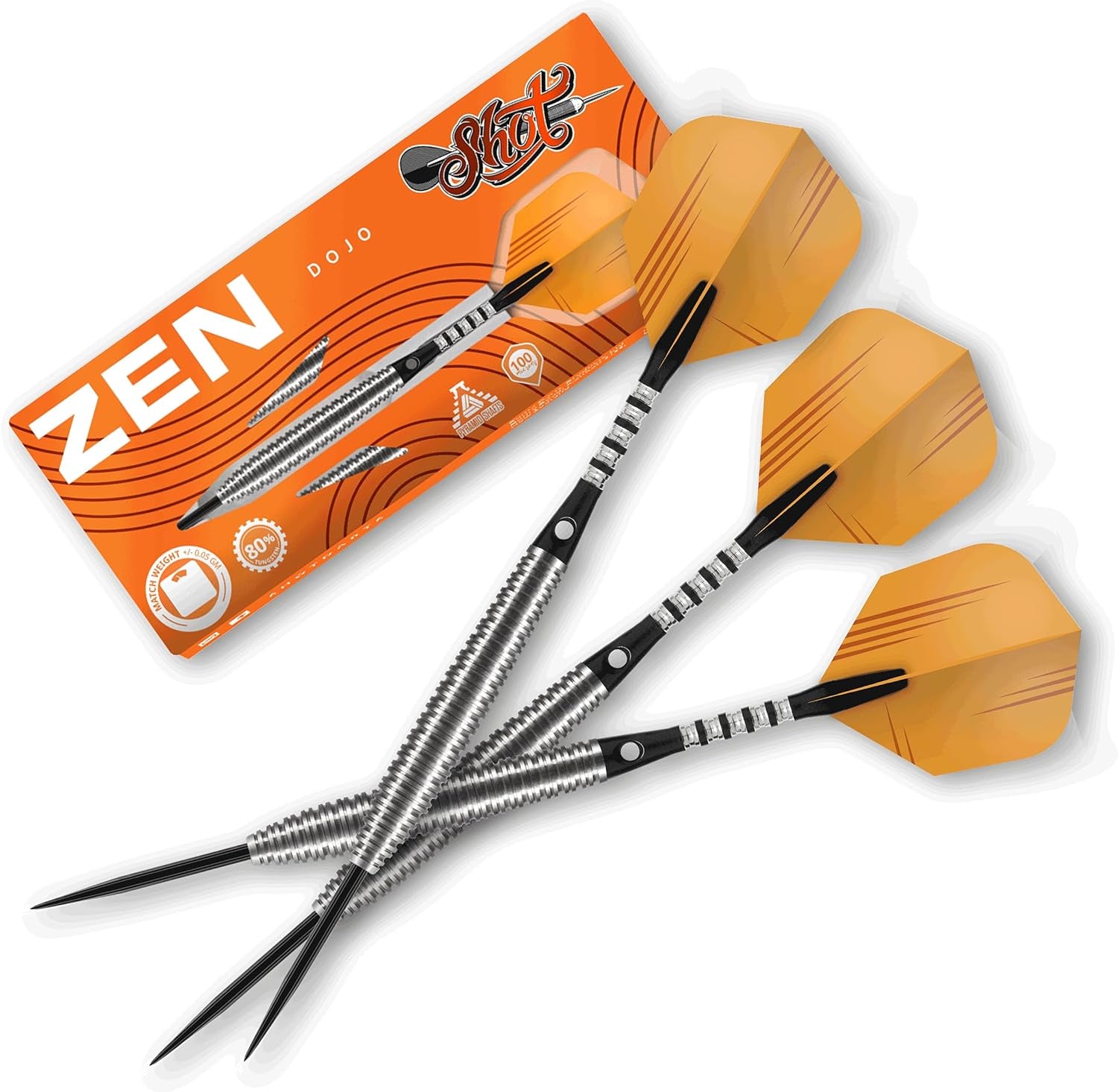 Darts Zen Dojo-Steel Tip Dart Set-Front Weighted-80% Tungsten Barrels