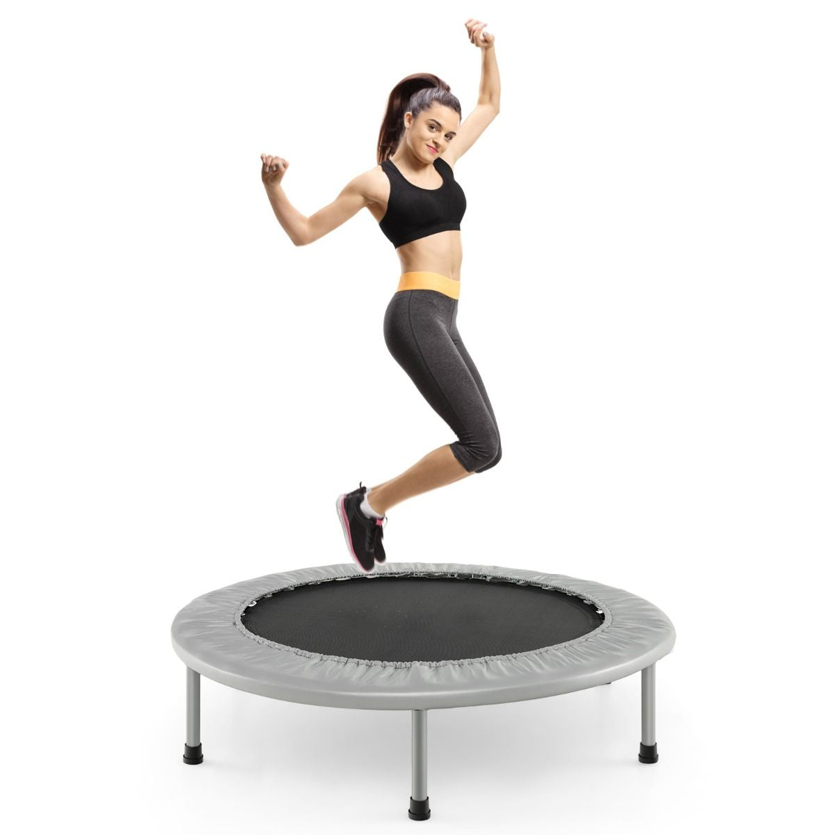 Foldable Mini Trampoline with Springs and Padded Cover