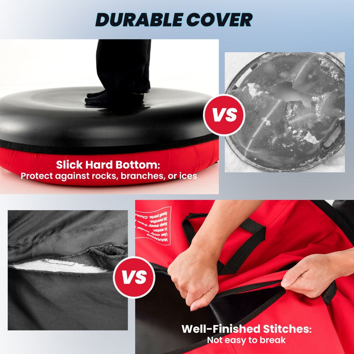 Heavy-Duty Snow Tube for Adults Kids with Seat Cushion