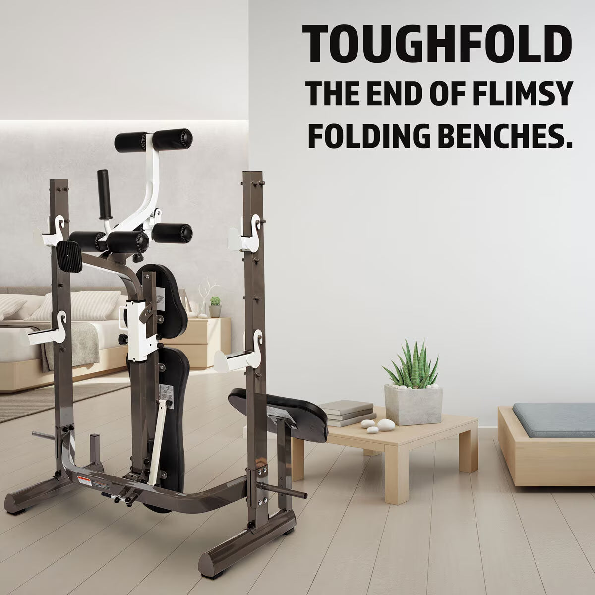 MWB-70205 Folding Olympic Barbell Bench with Rear Squat Rack