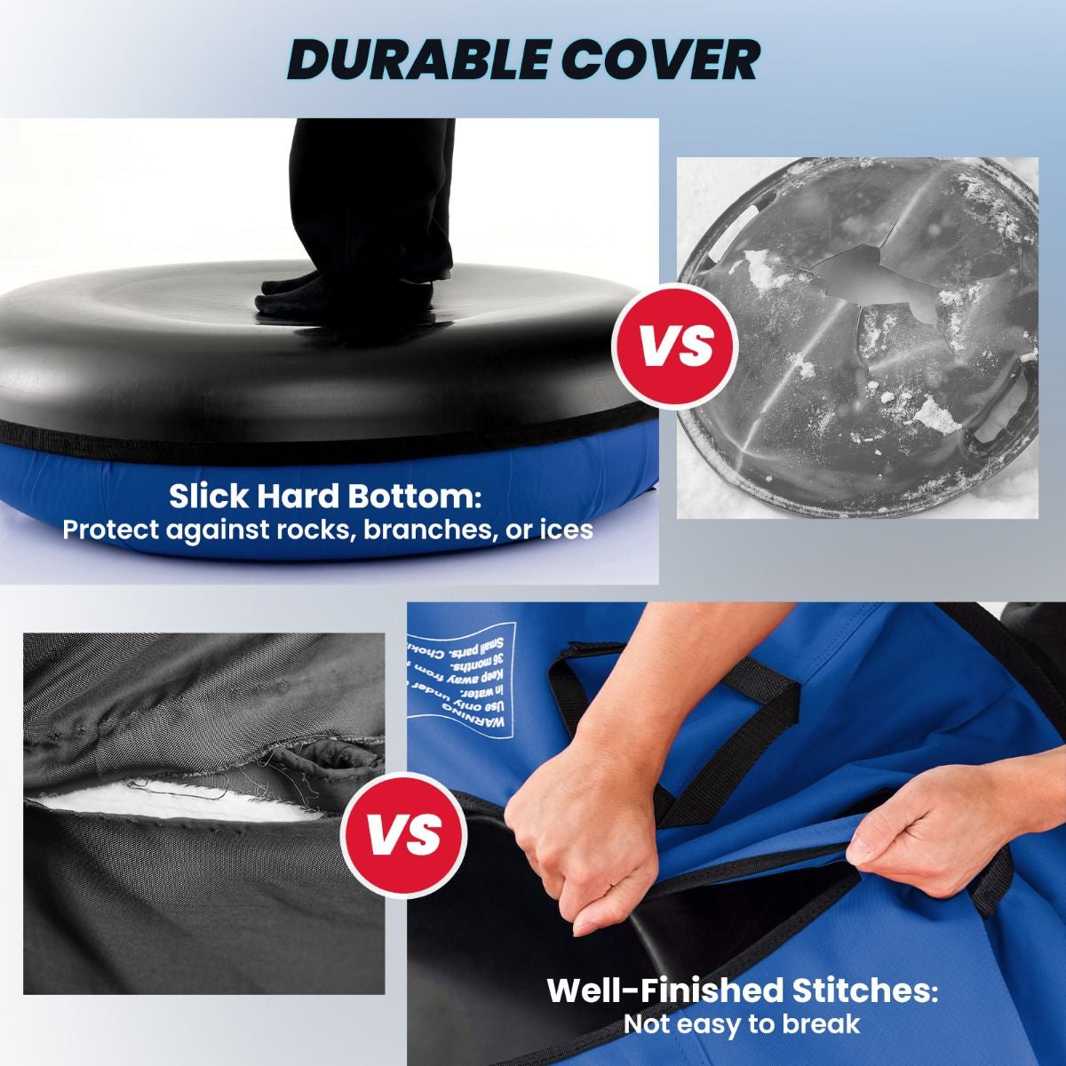 Heavy-Duty Snow Tube for Adults Kids with Seat Cushion