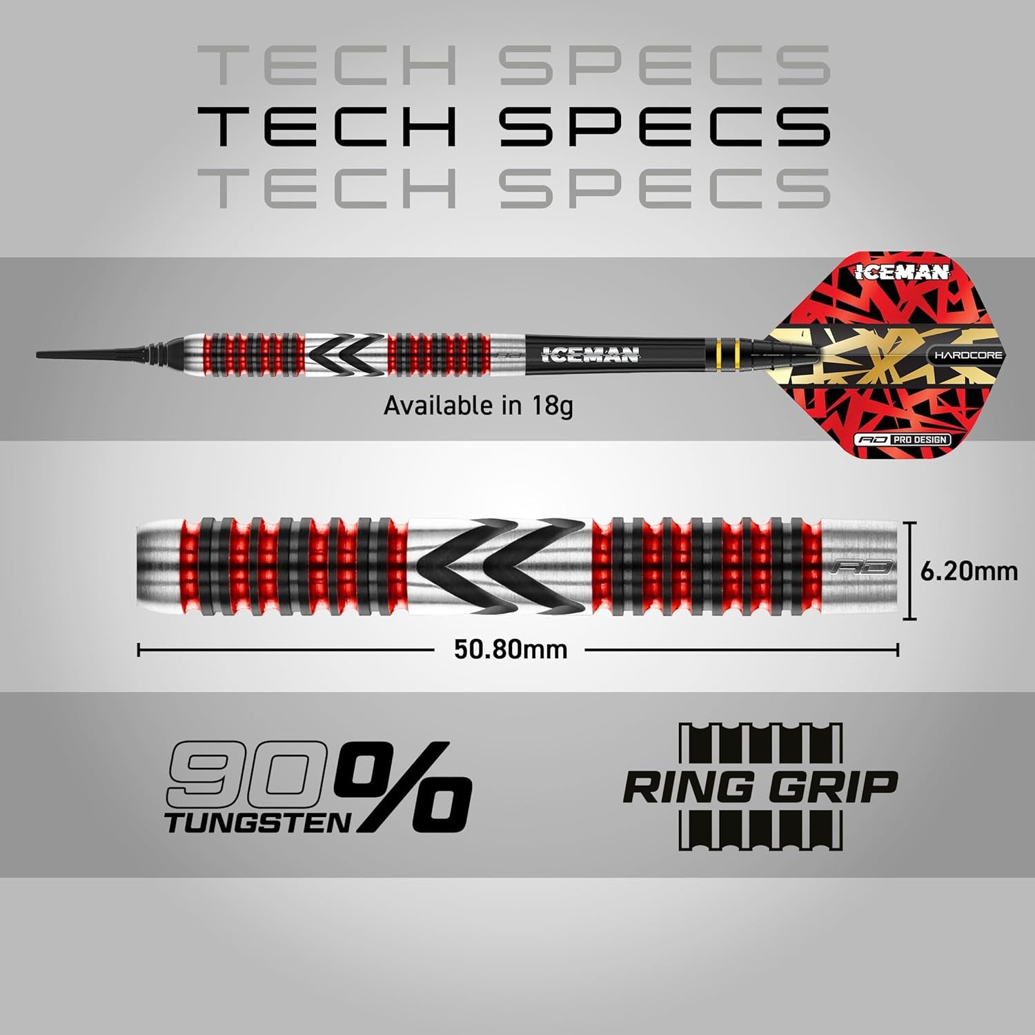 Gerwyn Price Iceman Firebird Premium Tungsten Darts Set with Flights and Stems