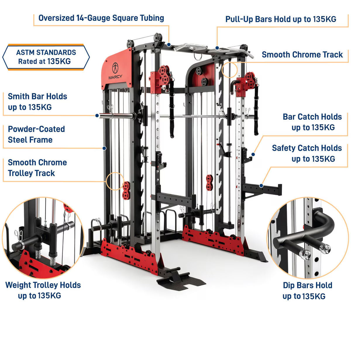 SM-7553 Pro Deluxe Smith Cage Home Gym System