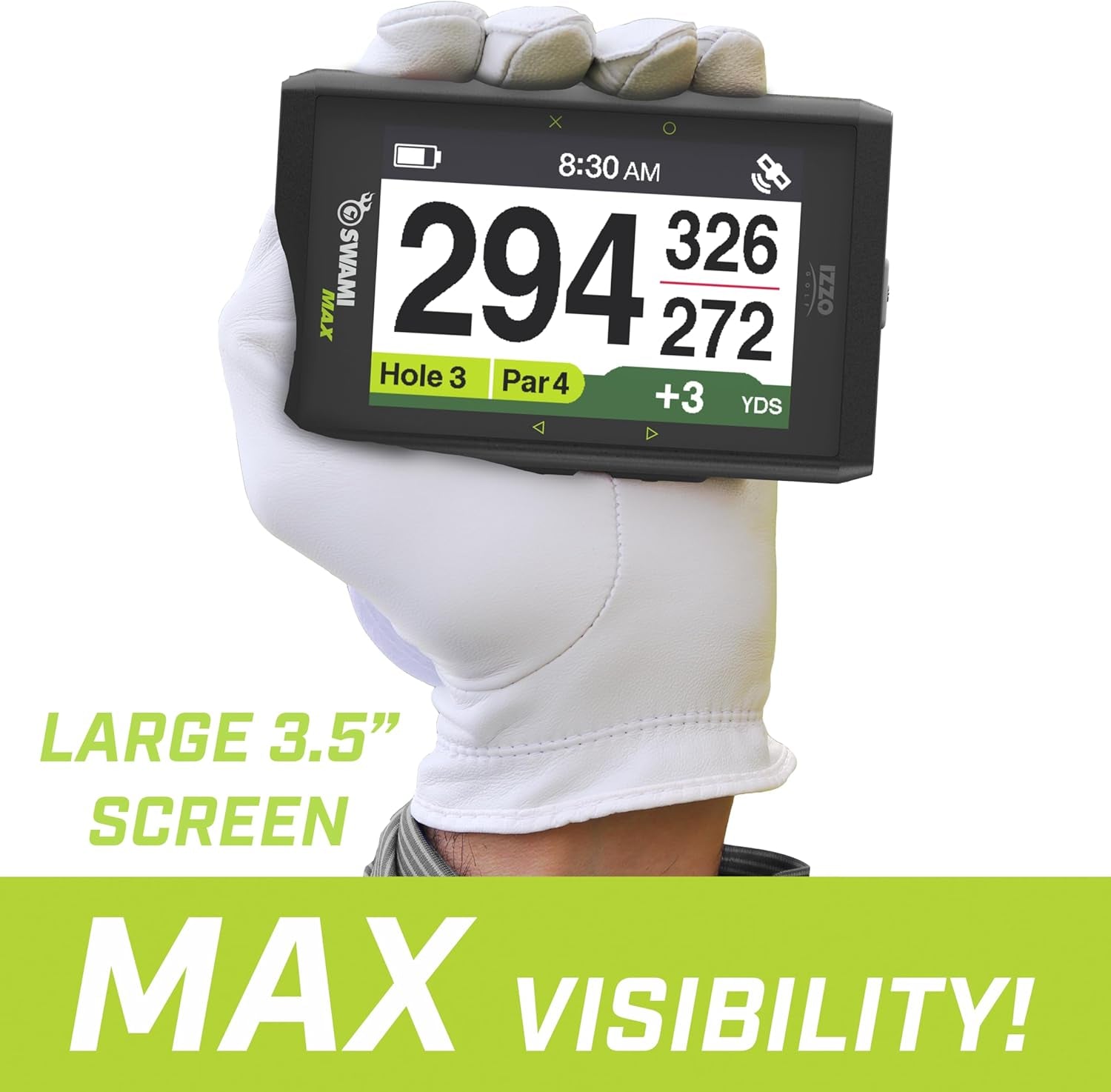 Golf Swami Max Handheld GPS Unit - Rangefinder Golf GPS with Oversized Large Color Screen for Measuring Golf Distances, Black