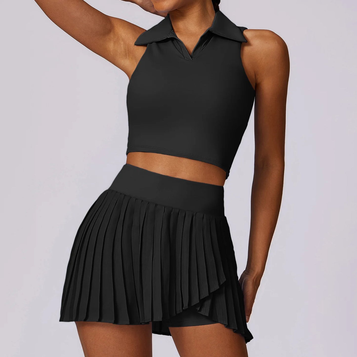 2-Piece Women's Sport Set – Crop Top & High-Waisted Skort for Tennis, Golf, Yoga & Workouts