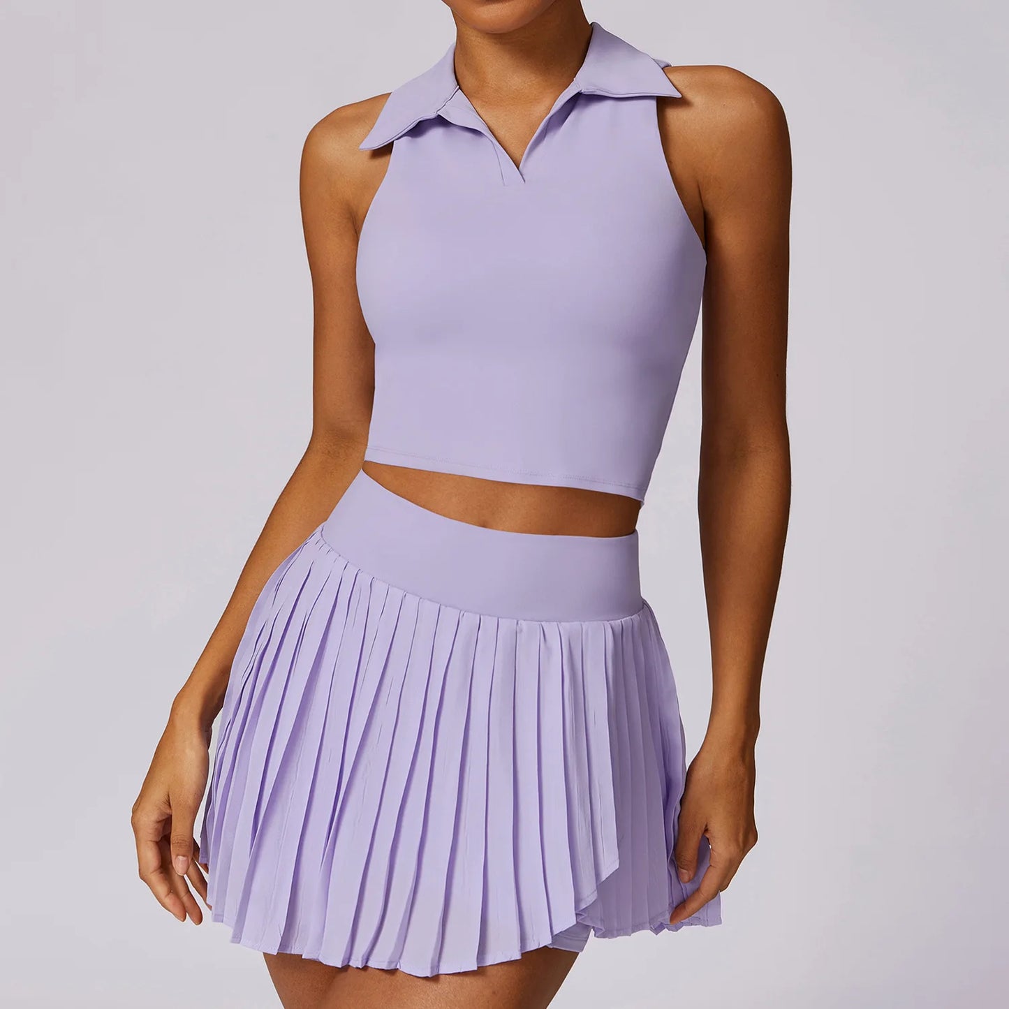 2-Piece Women's Sport Set – Crop Top & High-Waisted Skort for Tennis, Golf, Yoga & Workouts