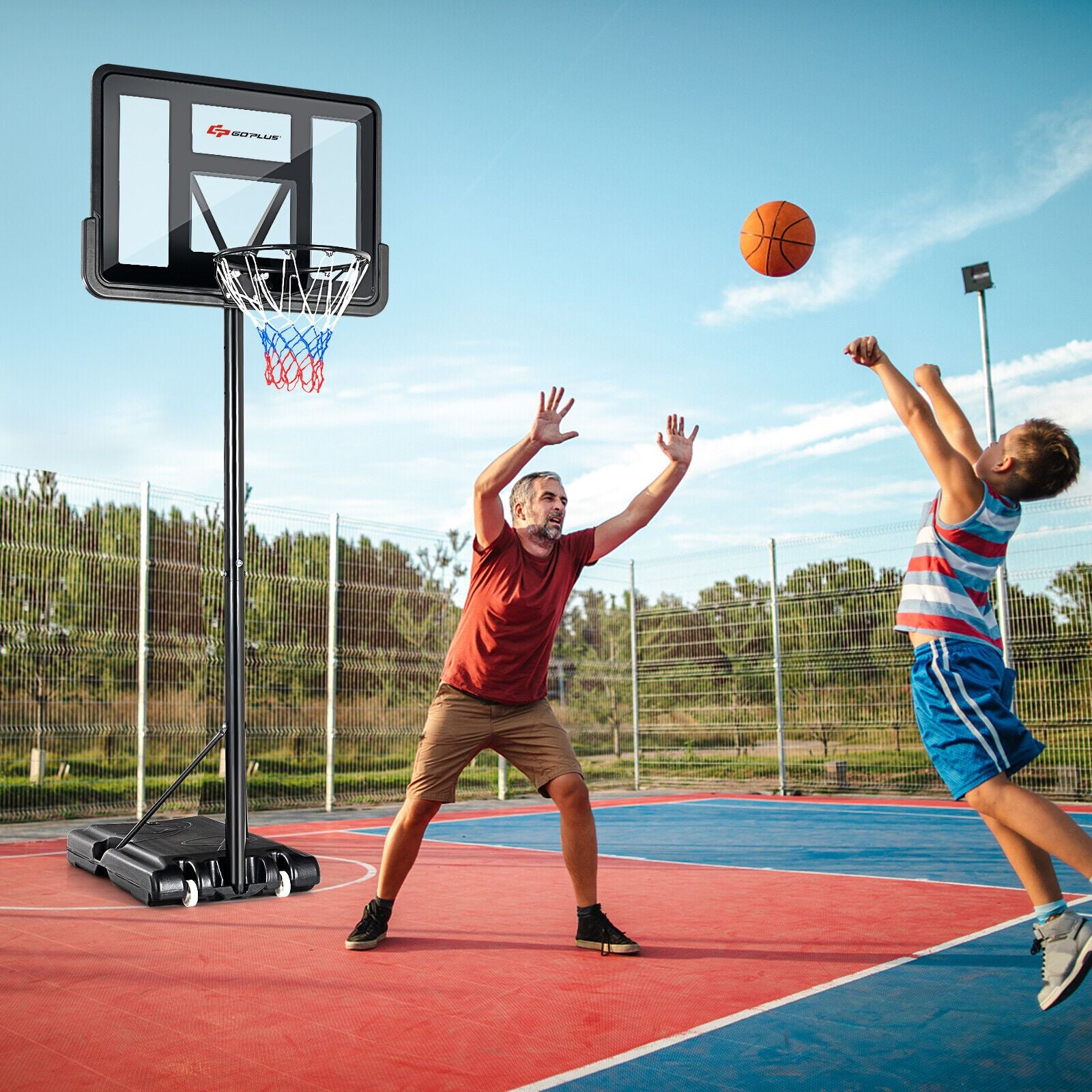 Portable Basketball Hoop with 1.35-3.05M Adjustable Height