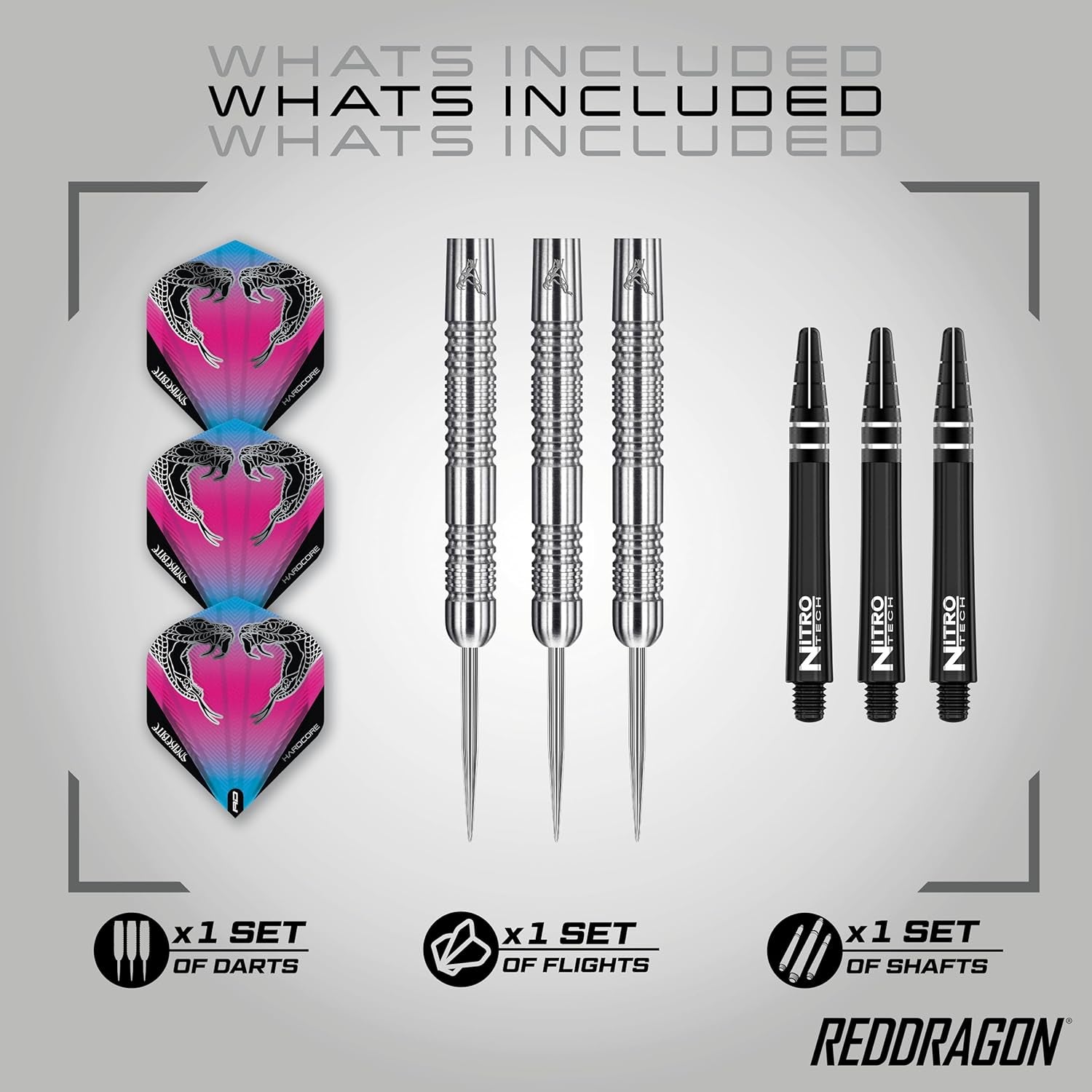 Peter Wright Snakebite Euro 11: 20G or 24G Tungsten Darts Set with Flights and Stems
