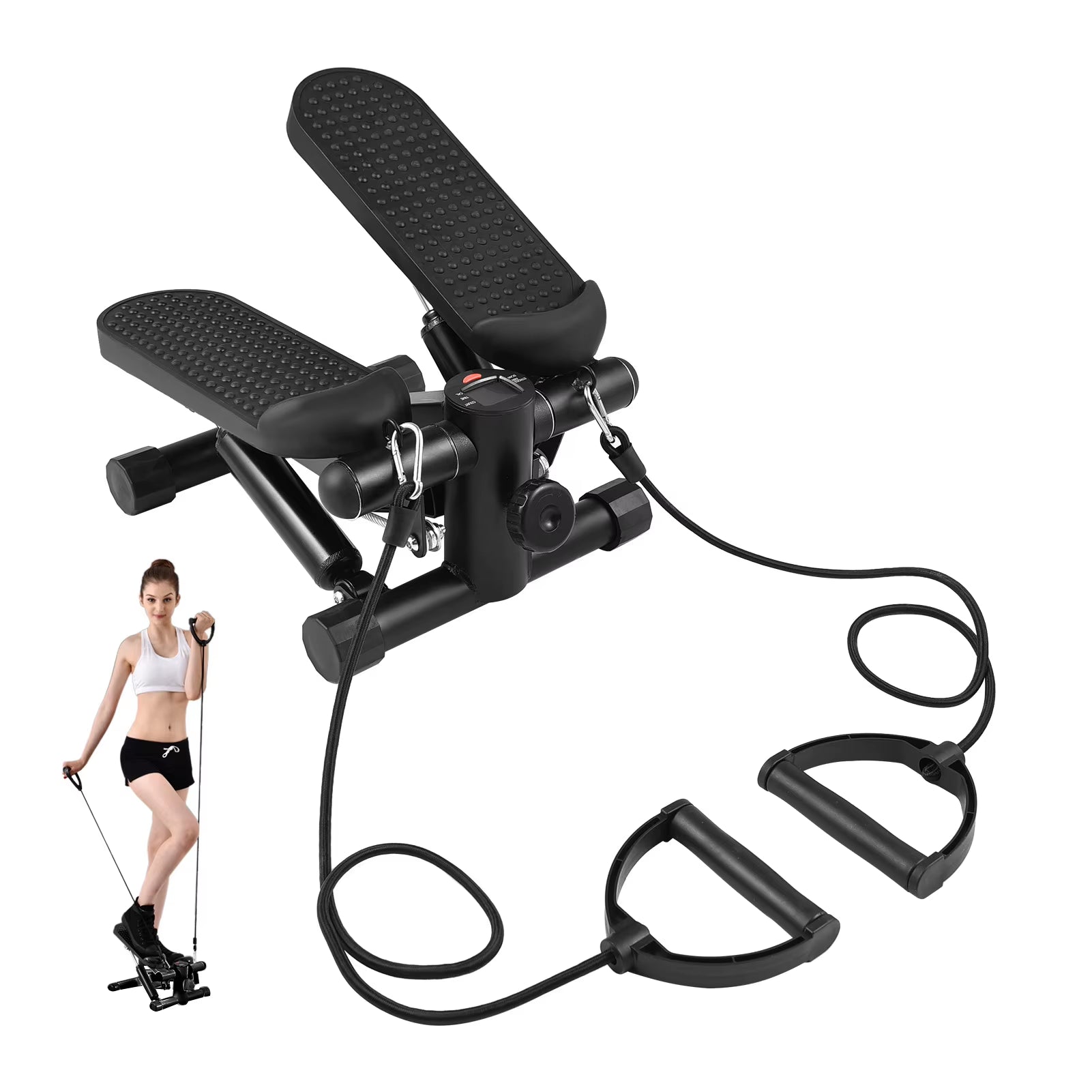 Mini Stepper for Exercise at Home with Resistance Bands LCD Display Capacity 100Kg Stair Stepper