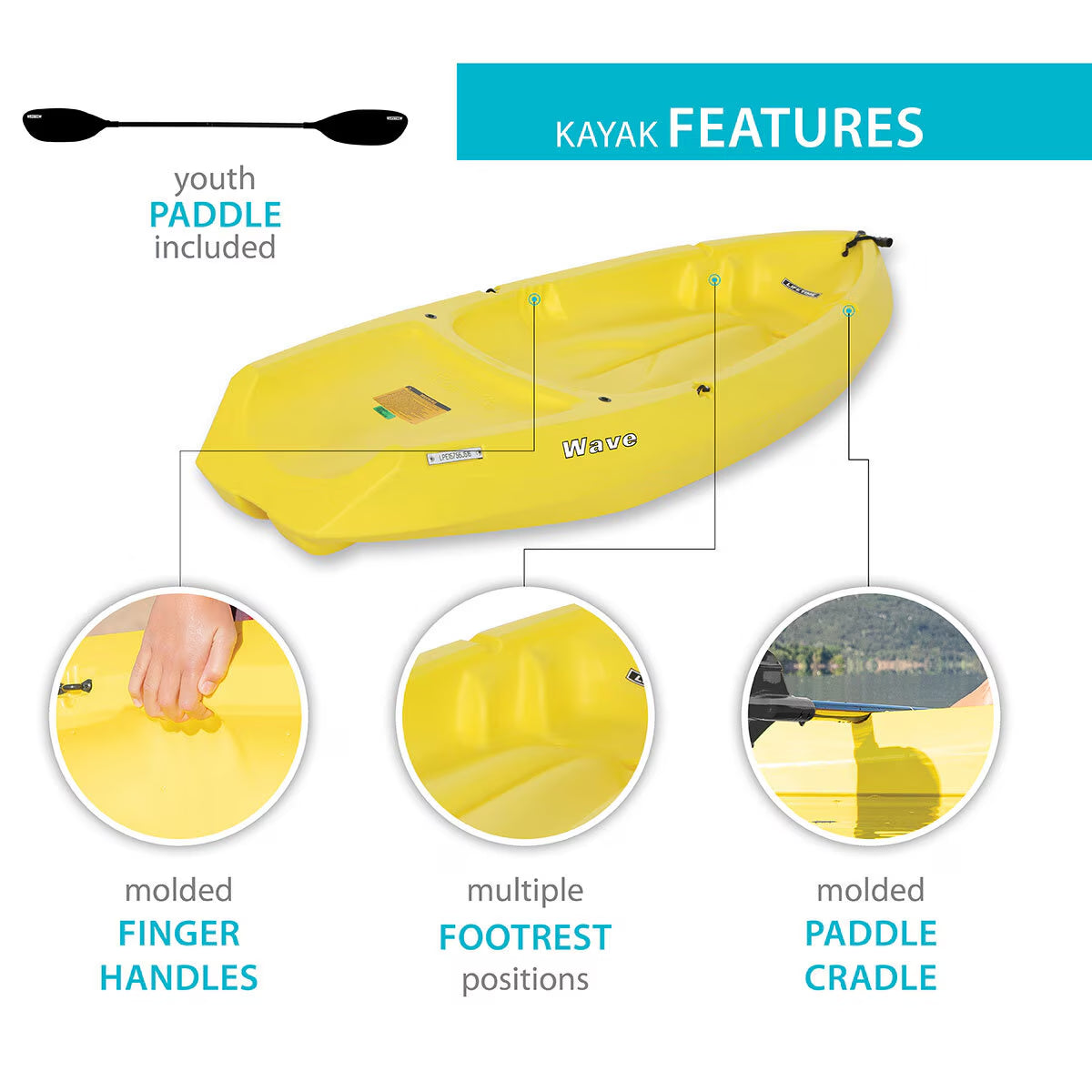 Wave 6Ft (180 Cm) Sit on Youth Kayak + Paddle