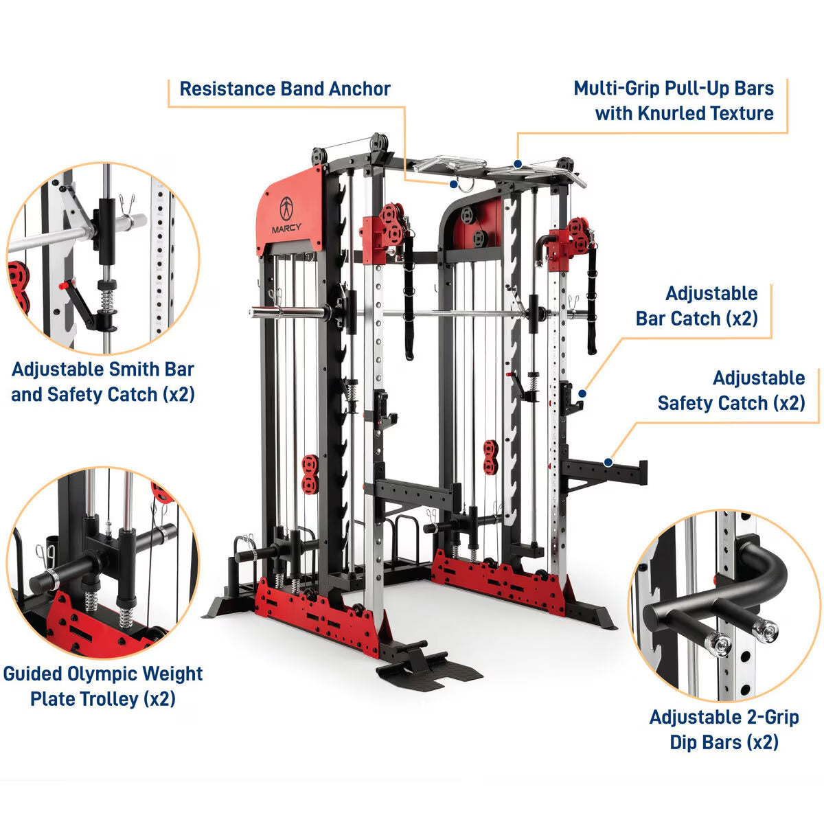 SM-7553 Pro Deluxe Smith Cage Home Gym System