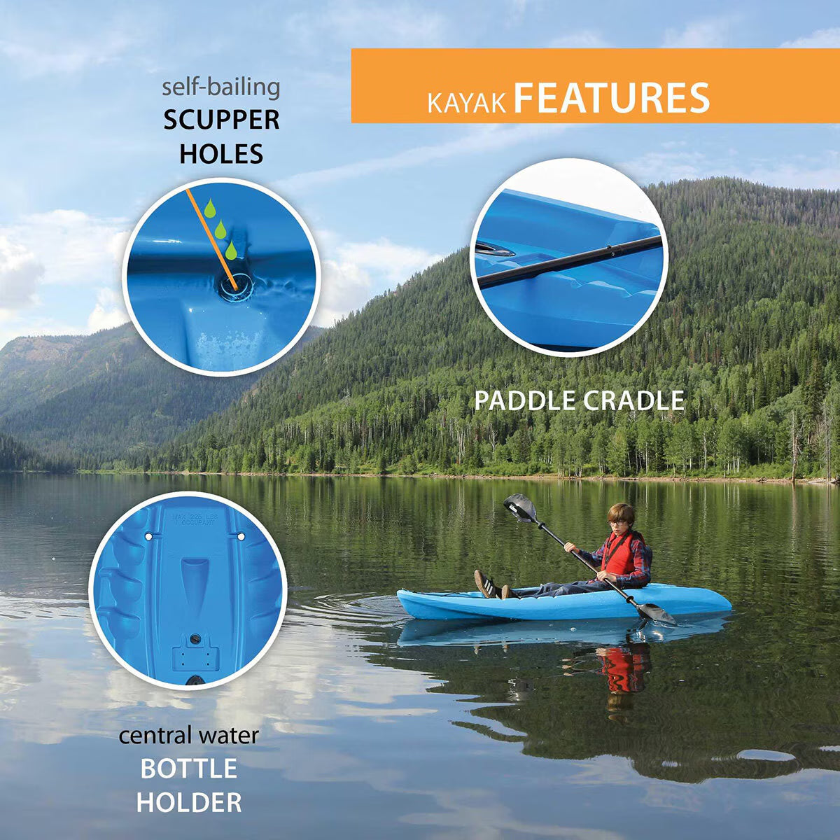 Hydros 8Ft 5" (256 Cm) 1 Person Sit on Kayak with Paddle