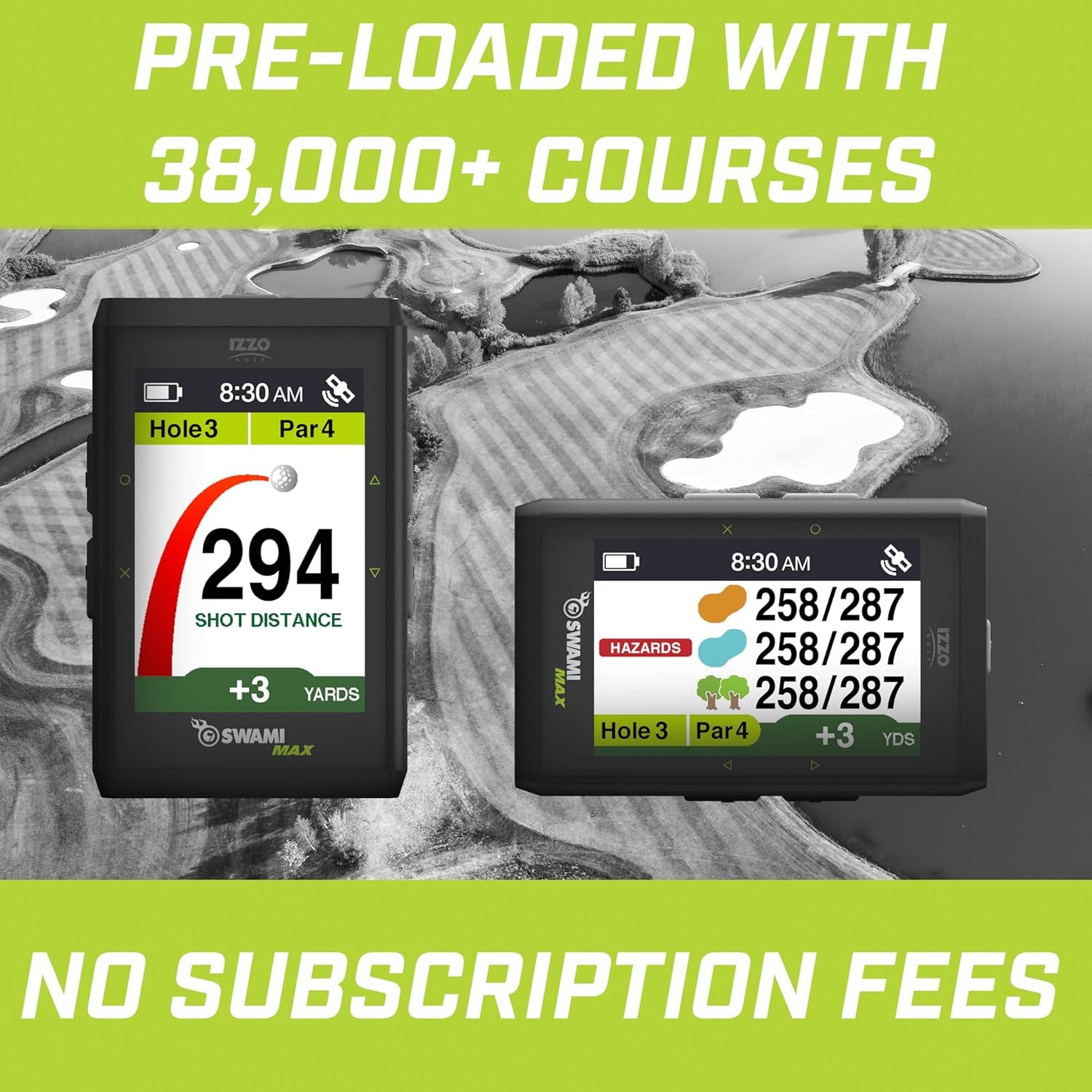 Golf Swami Max Handheld GPS Unit - Rangefinder Golf GPS with Oversized Large Color Screen for Measuring Golf Distances, Black