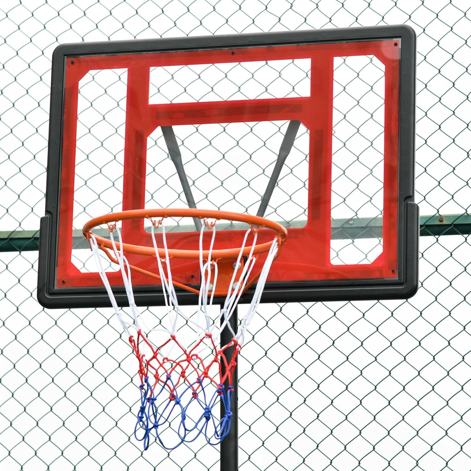 HOMCOM Basketball Stand 160-210Cm Adjustable Height Sturdy Hoop W/ Wheels Base
