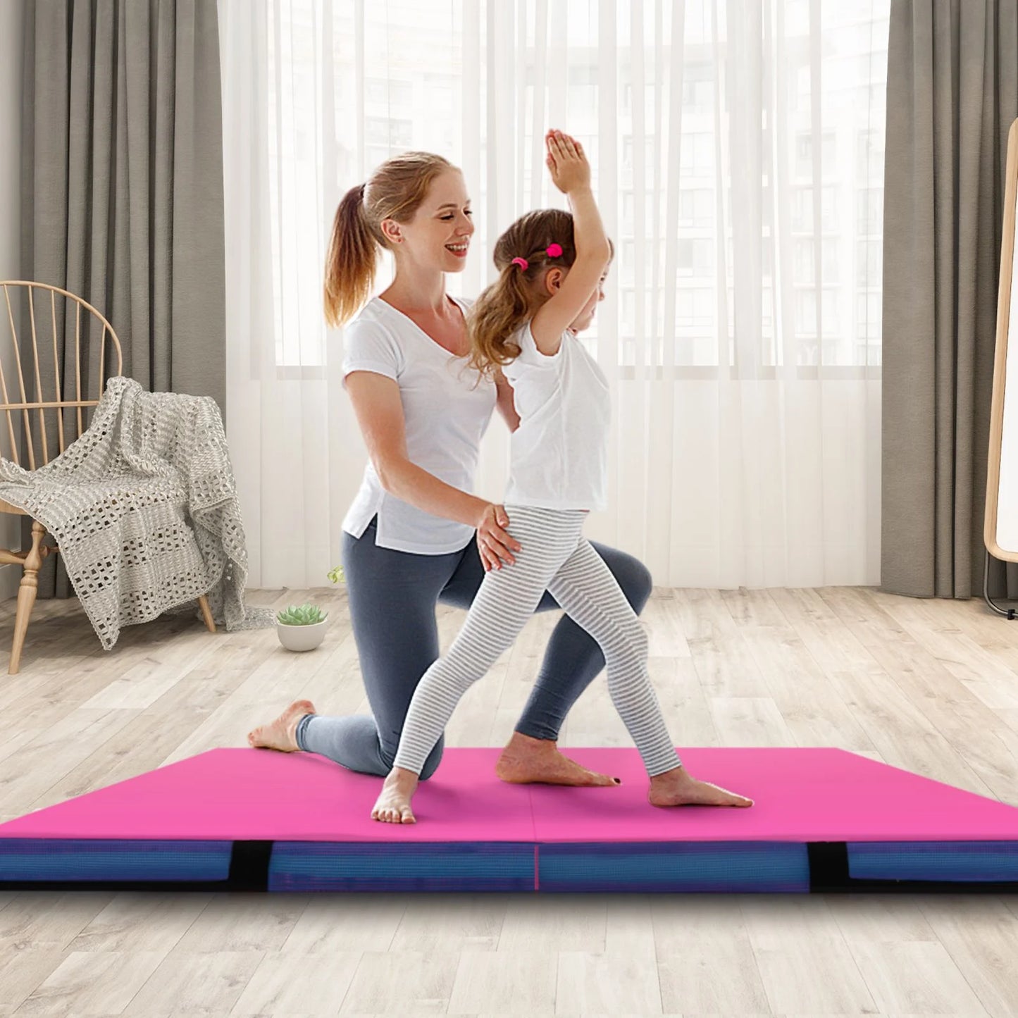 Folding Gymnastic Mat with PU Leather Cover and Carrying Handles