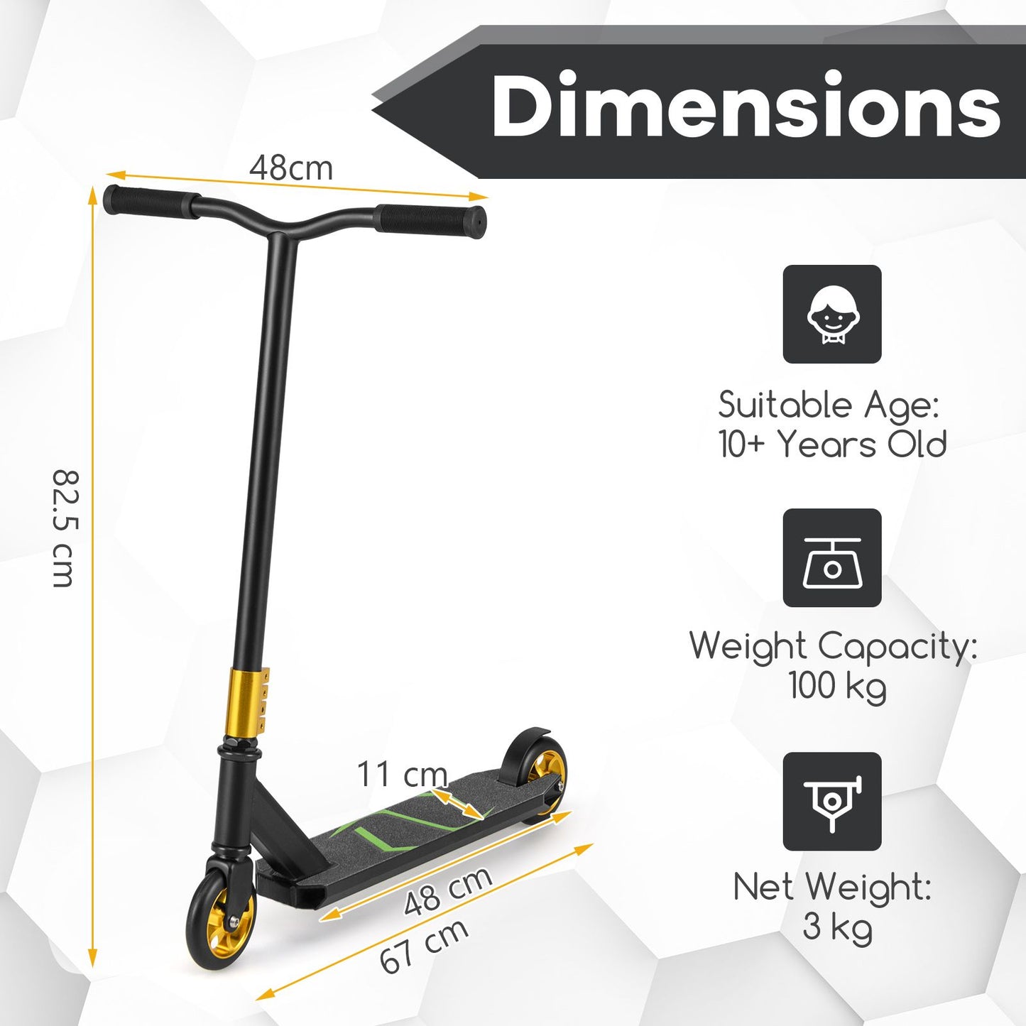 Stunt Scooter Pro Trick Scooter with 2 PU Wheels for Kids