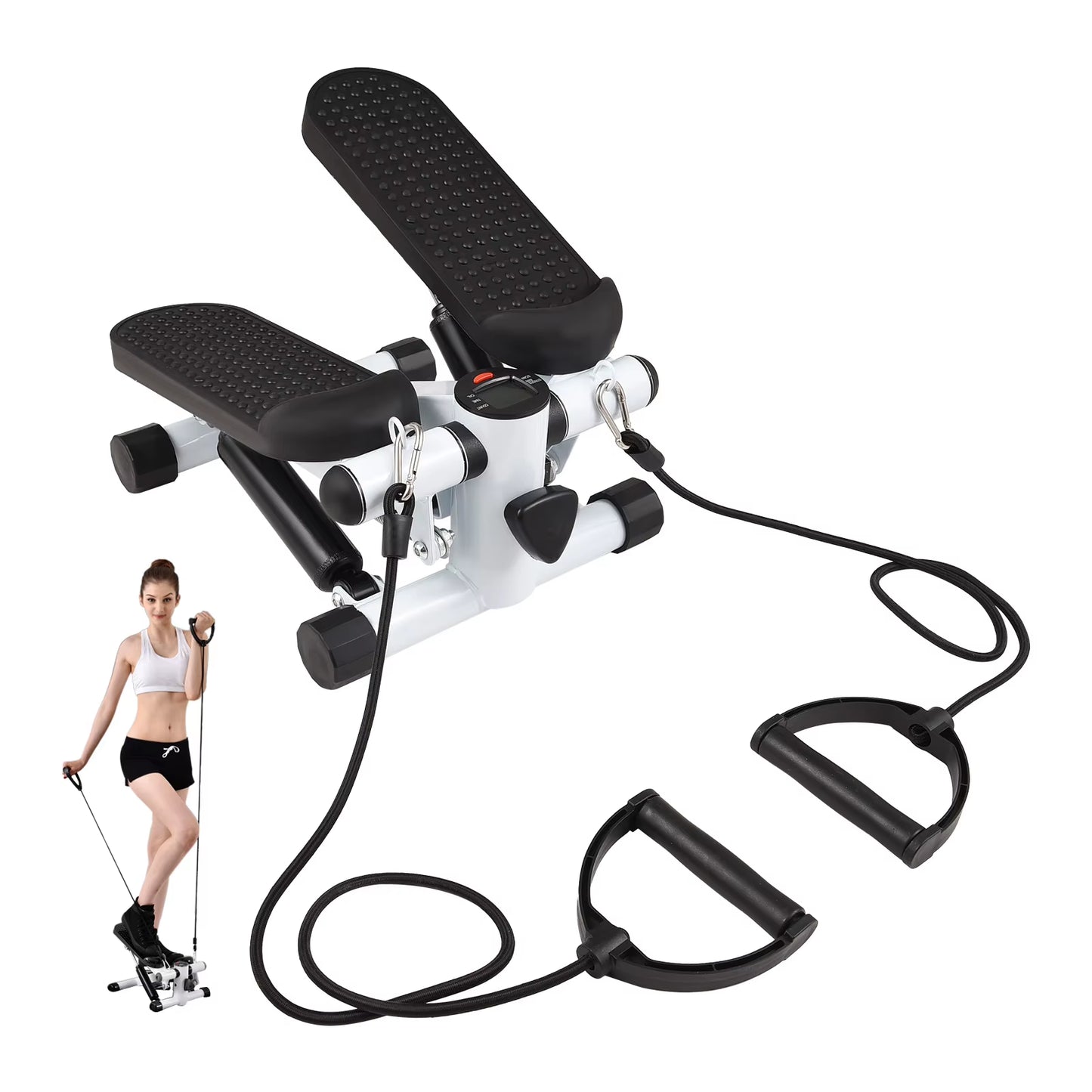 Mini Stepper for Exercise at Home with Resistance Bands LCD Display Capacity 100Kg Stair Stepper