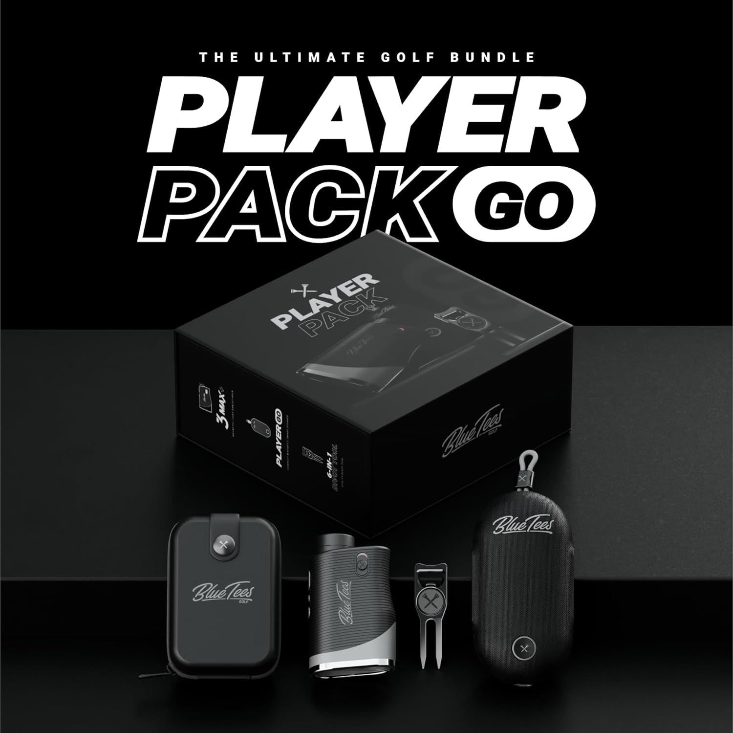 Player Pack GO Bundle - Series 3 Max+ Rangefinder with Premium Case, the Player GO GPS Equipped Magnetic Speaker & Premium 6-In-1 Utility Divot Tool - the Complete Golf Bundle