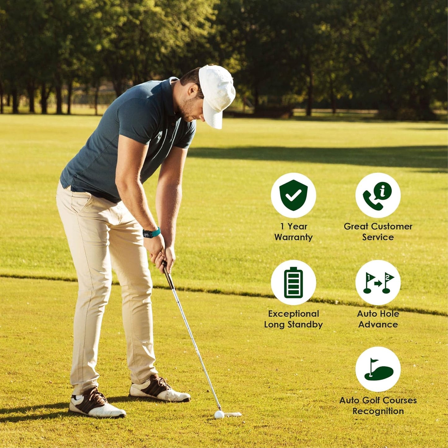 TW356 Golf GPS Watch for Men and Women, Free Update 41,000+ Preloaded Courses Worldwide, High Contrast LCD Display, Upgrade IC Chip, Lightweight Essential Accessory for Golfers, Black