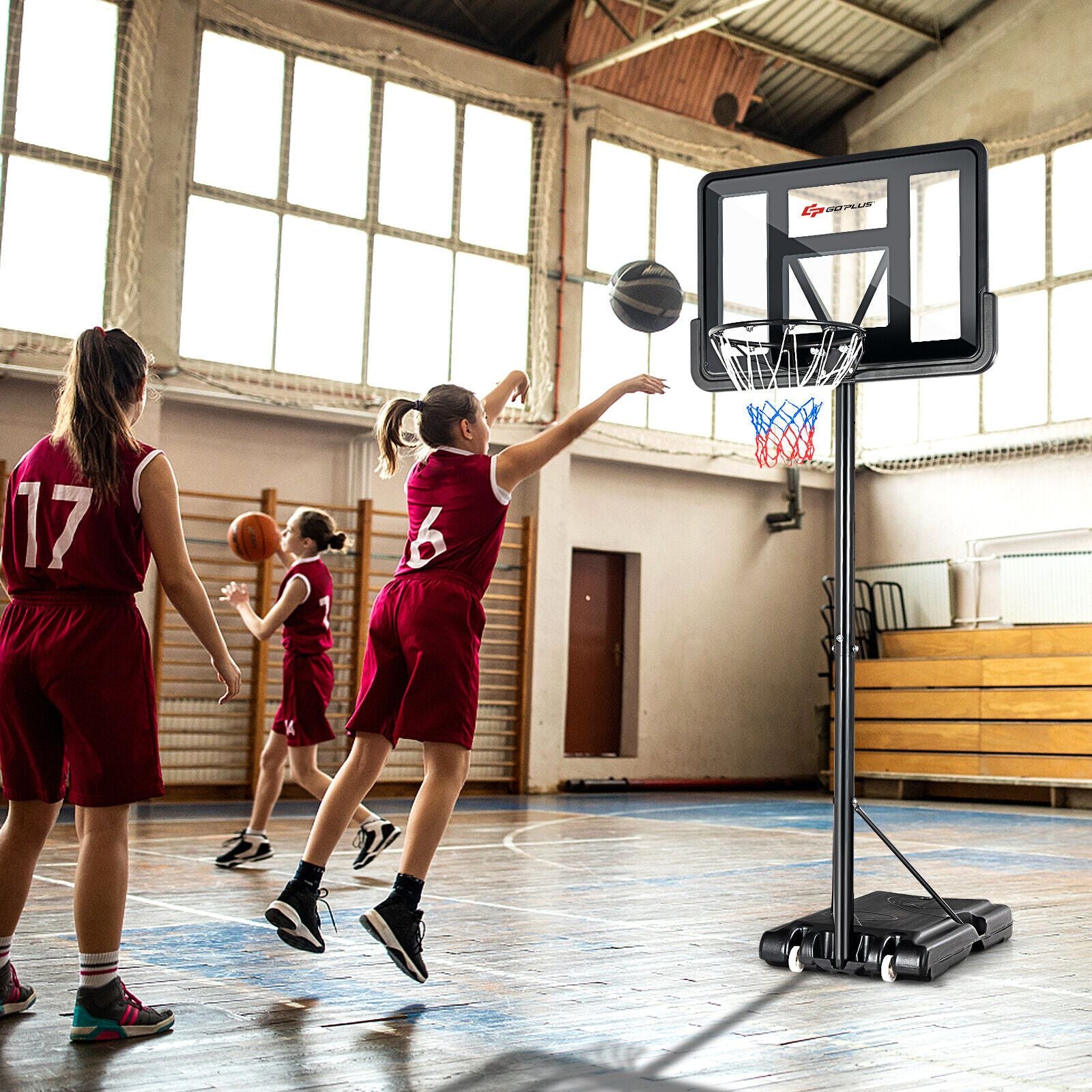 Portable Basketball Hoop with 1.35-3.05M Adjustable Height