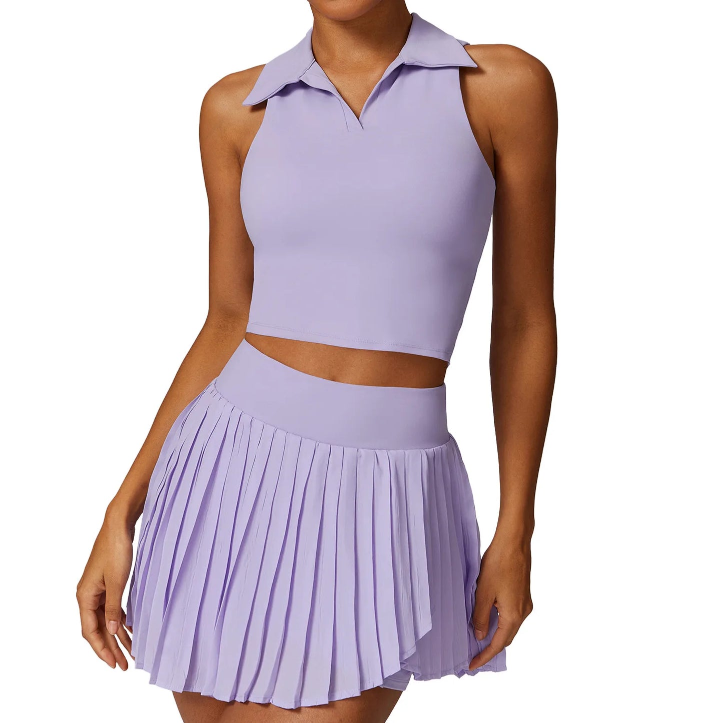2-Piece Women's Sport Set – Crop Top & High-Waisted Skort for Tennis, Golf, Yoga & Workouts