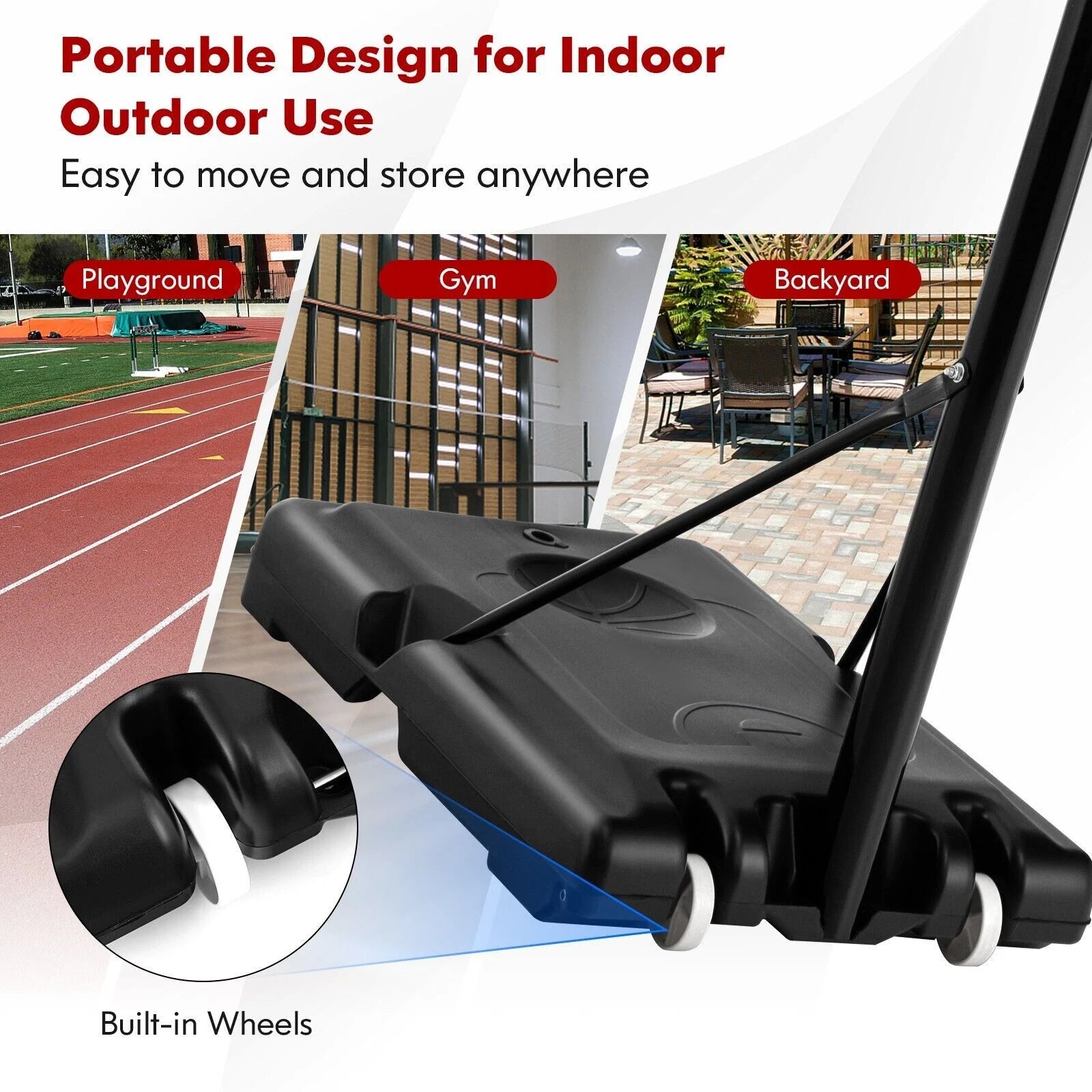 135-305Cm Adjustable Basketball Hoop System with 2 Nets